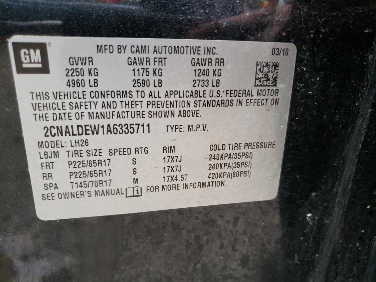 Photo 12 VIN: 2CNALDEW1A6335711 - CHEVROLET EQUINOX 