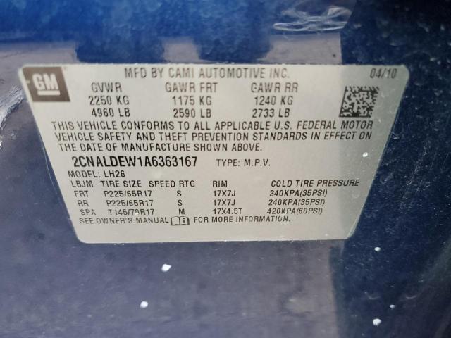 Photo 9 VIN: 2CNALDEW1A6363167 - CHEVROLET EQUINOX LT 