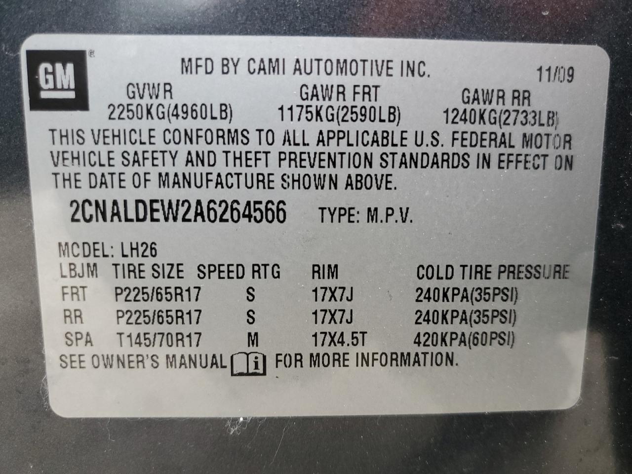 Photo 12 VIN: 2CNALDEW2A6264566 - CHEVROLET EQUINOX 