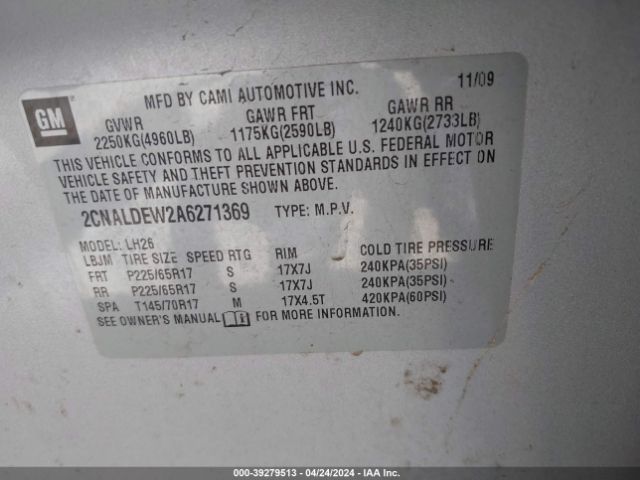 Photo 8 VIN: 2CNALDEW2A6271369 - CHEVROLET EQUINOX 