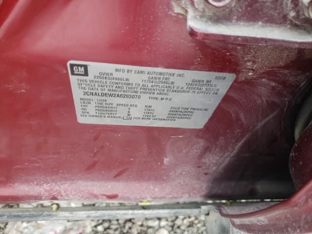 Photo 9 VIN: 2CNALDEW2A6283070 - CHEVROLET EQUINOX LT 