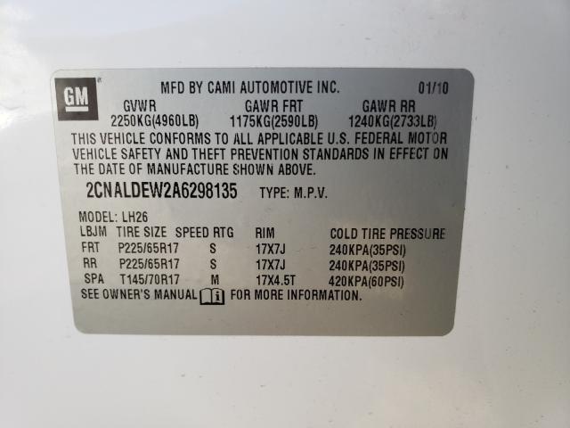 Photo 9 VIN: 2CNALDEW2A6298135 - CHEVROLET EQUINOX LT 