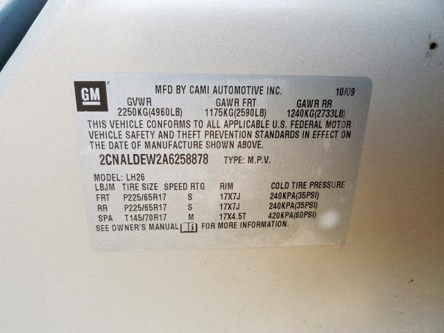 Photo 9 VIN: 2CNALDEW2A6358878 - CHEVROLET EQUINOX LT 