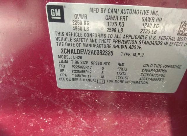 Photo 8 VIN: 2CNALDEW2A6382326 - CHEVROLET EQUINOX 