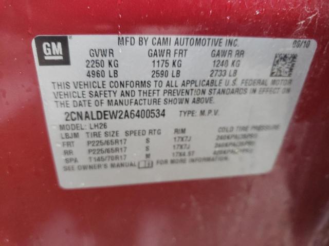 Photo 9 VIN: 2CNALDEW2A6400534 - CHEVROLET EQUINOX LT 