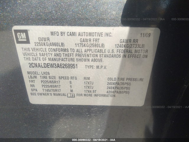 Photo 8 VIN: 2CNALDEW3A6268951 - CHEVROLET EQUINOX 