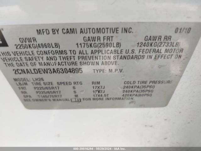 Photo 8 VIN: 2CNALDEW3A6304895 - CHEVROLET EQUINOX 