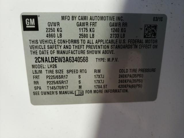 Photo 9 VIN: 2CNALDEW3A6340568 - CHEVROLET EQUINOX LT 