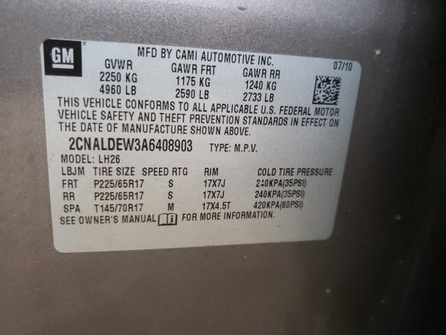 Photo 9 VIN: 2CNALDEW3A6408903 - CHEVROLET EQUINOX LT 