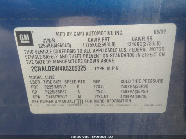 Photo 8 VIN: 2CNALDEW4A6205325 - CHEVROLET EQUINOX 