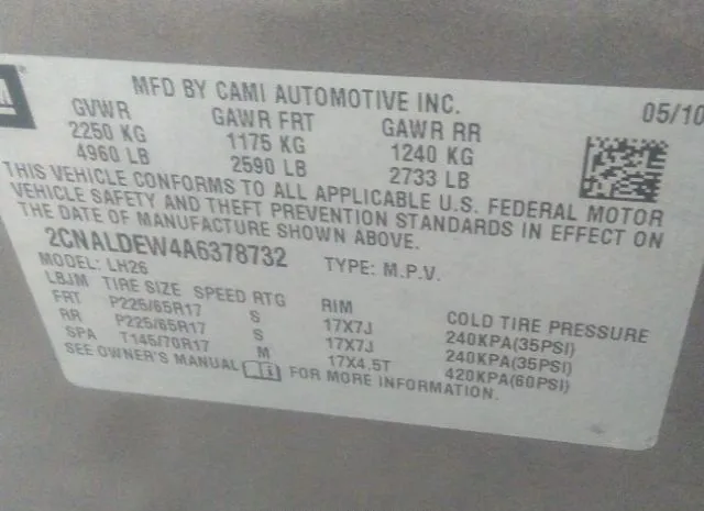 Photo 8 VIN: 2CNALDEW4A6378732 - CHEVROLET EQUINOX 