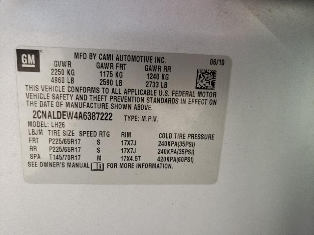 Photo 9 VIN: 2CNALDEW4A6387222 - CHEVROLET EQUINOX LT 