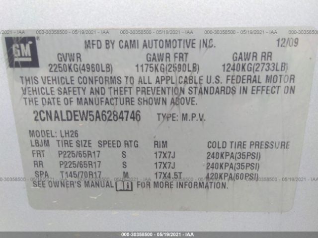 Photo 8 VIN: 2CNALDEW5A6284746 - CHEVROLET EQUINOX 