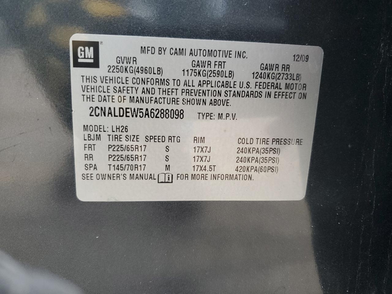 Photo 11 VIN: 2CNALDEW5A6288098 - CHEVROLET EQUINOX 