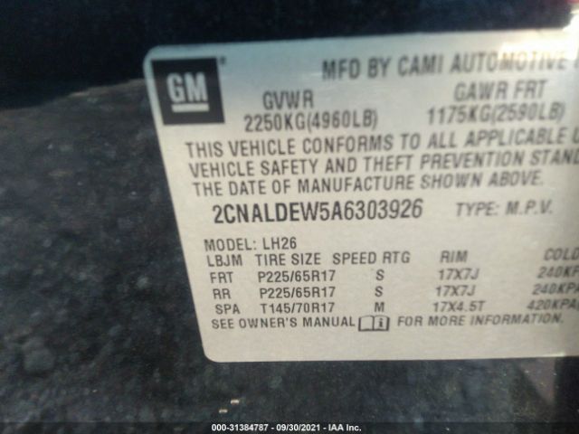 Photo 8 VIN: 2CNALDEW5A6303926 - CHEVROLET EQUINOX 