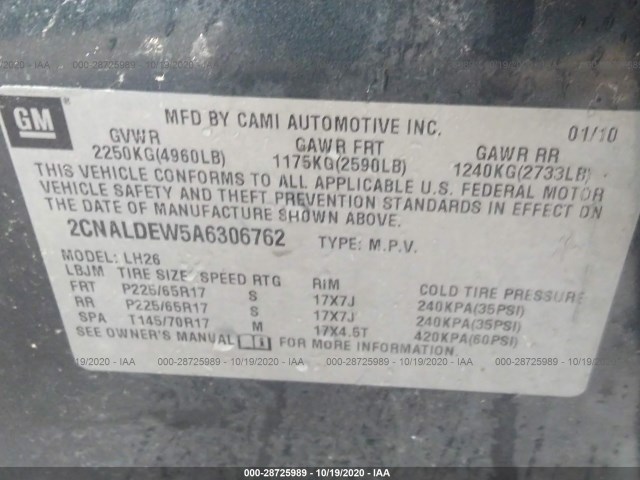 Photo 8 VIN: 2CNALDEW5A6306762 - CHEVROLET EQUINOX 