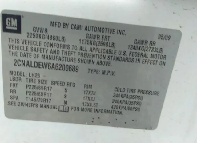 Photo 8 VIN: 2CNALDEW6A6200689 - CHEVROLET EQUINOX 