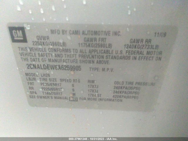 Photo 8 VIN: 2CNALDEW6A6259905 - CHEVROLET EQUINOX 