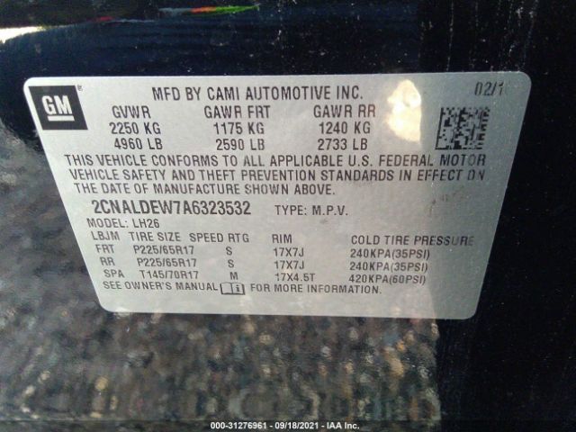 Photo 8 VIN: 2CNALDEW7A6323532 - CHEVROLET EQUINOX 