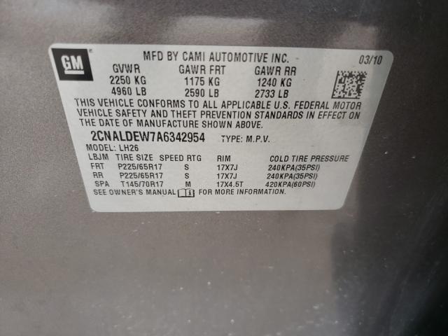 Photo 9 VIN: 2CNALDEW7A6342954 - CHEVROLET EQUINOX LT 