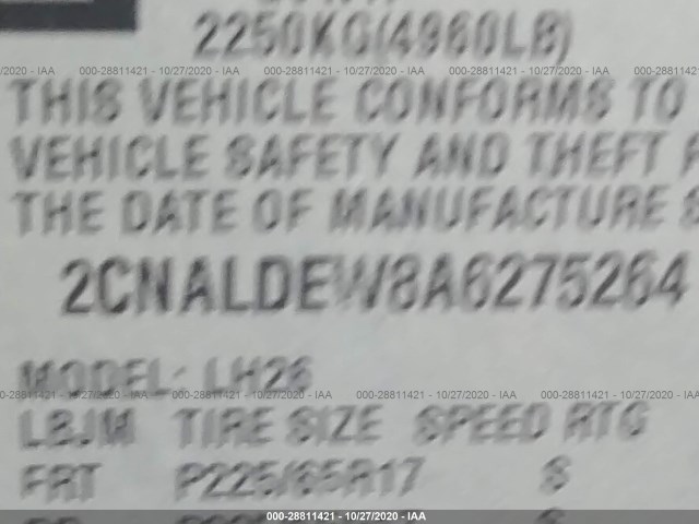 Photo 8 VIN: 2CNALDEW8A6275264 - CHEVROLET EQUINOX 