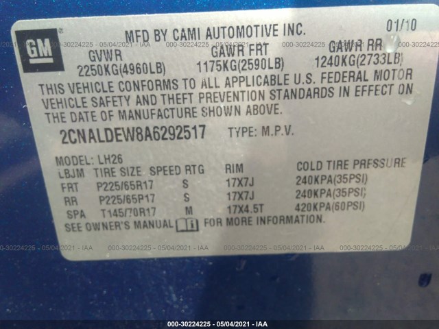 Photo 8 VIN: 2CNALDEW8A6292517 - CHEVROLET EQUINOX 