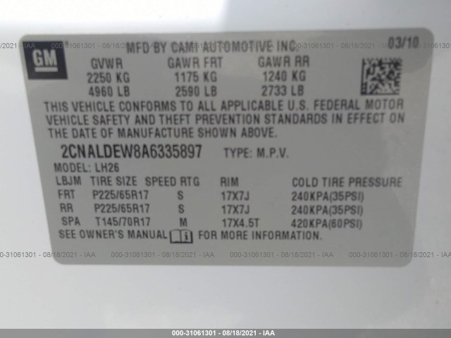 Photo 8 VIN: 2CNALDEW8A6335897 - CHEVROLET EQUINOX 