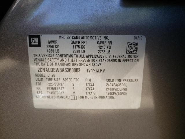 Photo 9 VIN: 2CNALDEW8A6360802 - CHEVROLET EQUINOX LT 