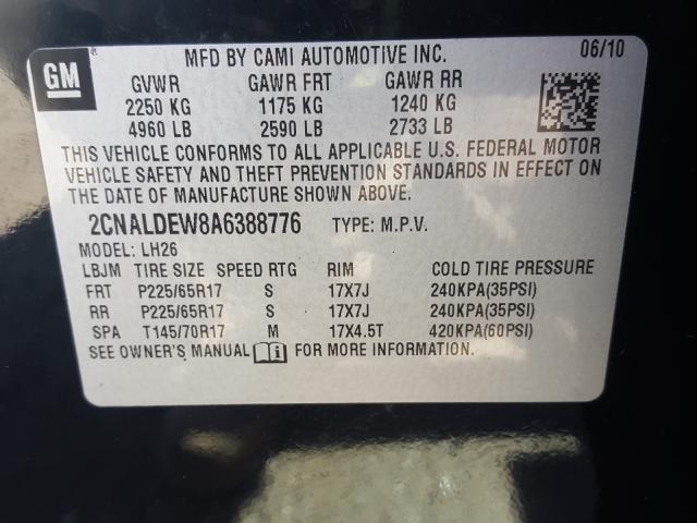 Photo 9 VIN: 2CNALDEW8A6388776 - CHEVROLET EQUINOX LT 