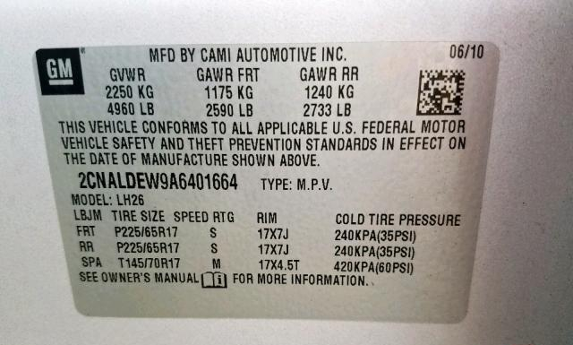 Photo 9 VIN: 2CNALDEW9A6401664 - CHEVROLET EQUINOX 