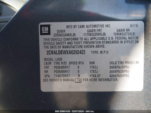 Photo 8 VIN: 2CNALDEWXA6292423 - CHEVROLET EQUINOX FWD 4C 