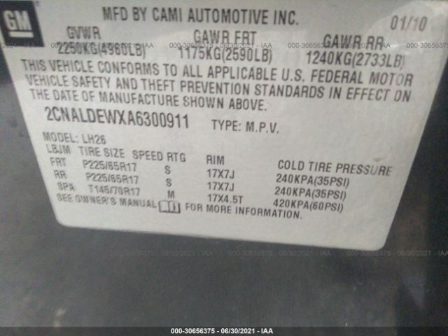 Photo 8 VIN: 2CNALDEWXA6300911 - CHEVROLET EQUINOX 