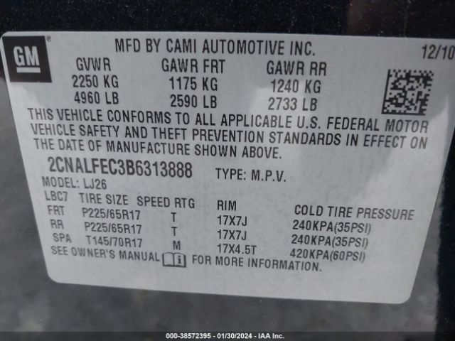 Photo 8 VIN: 2CNALFEC3B6313888 - CHEVROLET EQUINOX 