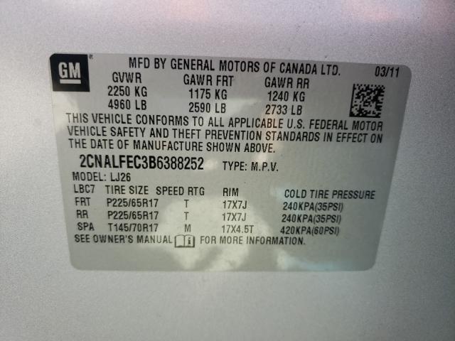 Photo 9 VIN: 2CNALFEC3B6388252 - CHEVROLET EQUINOX LT 