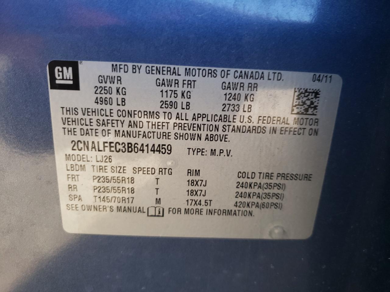 Photo 12 VIN: 2CNALFEC3B6414459 - CHEVROLET EQUINOX 