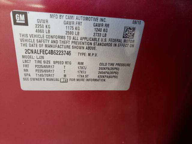 Photo 9 VIN: 2CNALFEC4B6223746 - CHEVROLET EQUINOX LT 