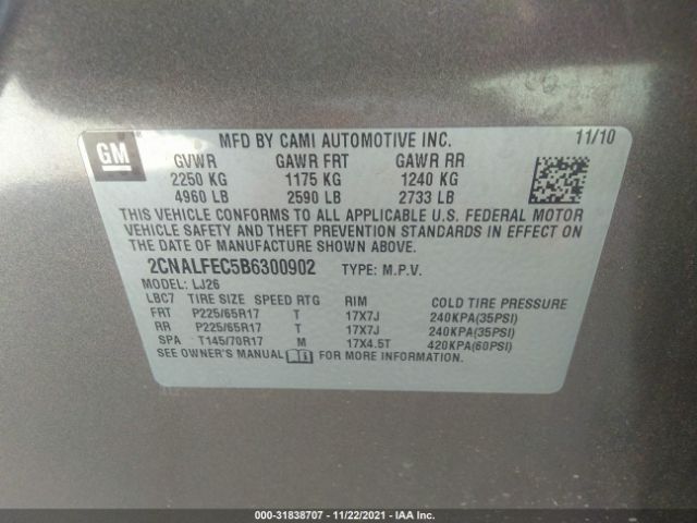 Photo 8 VIN: 2CNALFEC5B6300902 - CHEVROLET EQUINOX 