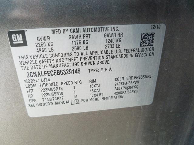 Photo 9 VIN: 2CNALFEC6B6329146 - CHEVROLET EQUINOX LT 