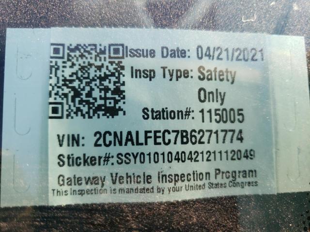 Photo 9 VIN: 2CNALFEC7B6271774 - CHEVROLET EQUINOX LT 