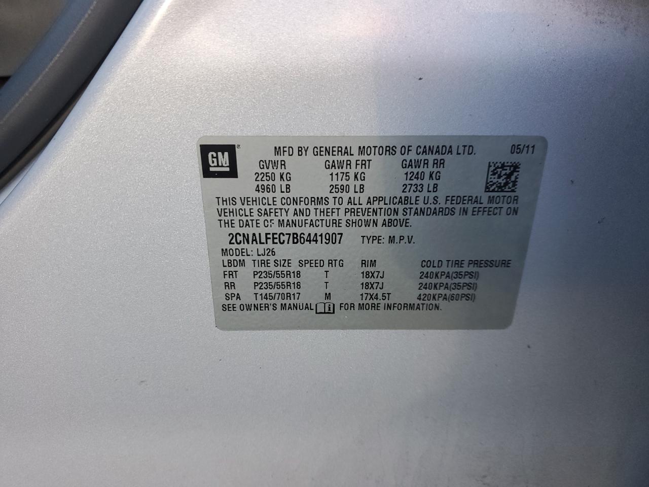 Photo 12 VIN: 2CNALFEC7B6441907 - CHEVROLET EQUINOX 