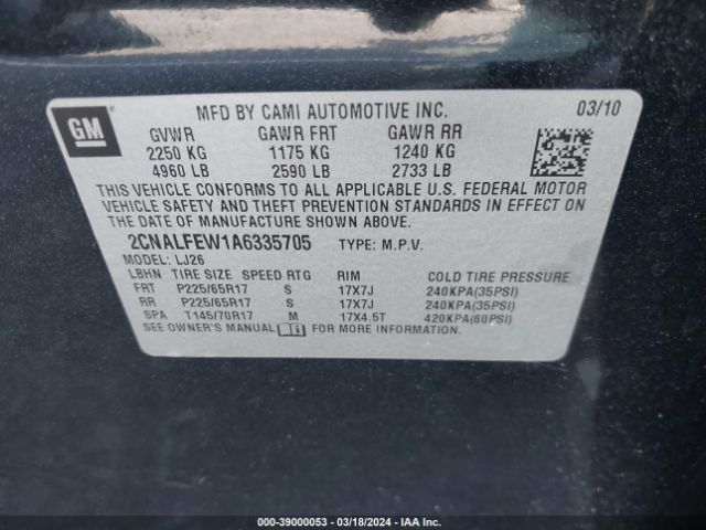 Photo 8 VIN: 2CNALFEW1A6335705 - CHEVROLET EQUINOX 