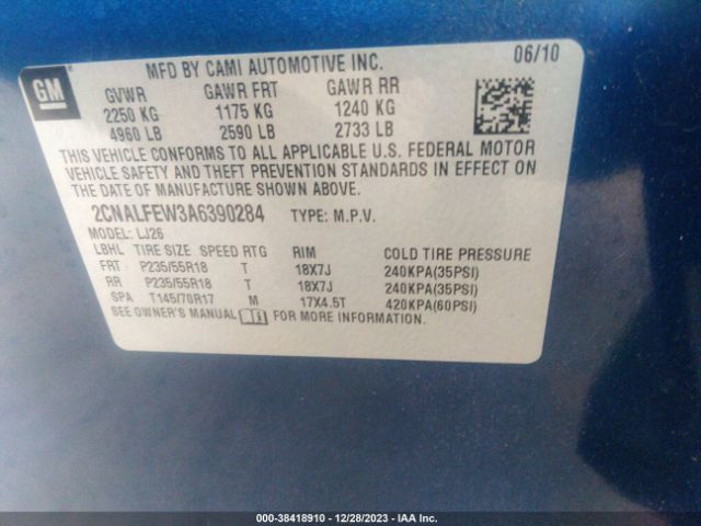 Photo 8 VIN: 2CNALFEW3A6390284 - CHEVROLET EQUINOX 