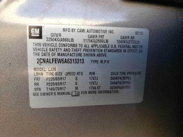 Photo 9 VIN: 2CNALFEW6A6313313 - CHEVROLET EQUINOX LT 