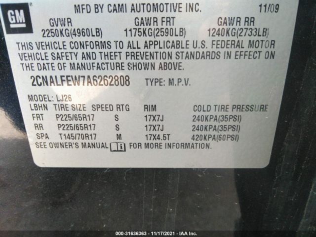 Photo 8 VIN: 2CNALFEW7A6262808 - CHEVROLET EQUINOX 