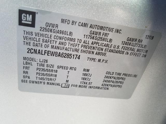 Photo 9 VIN: 2CNALFEW8A6285174 - CHEVROLET EQUINOX LT 