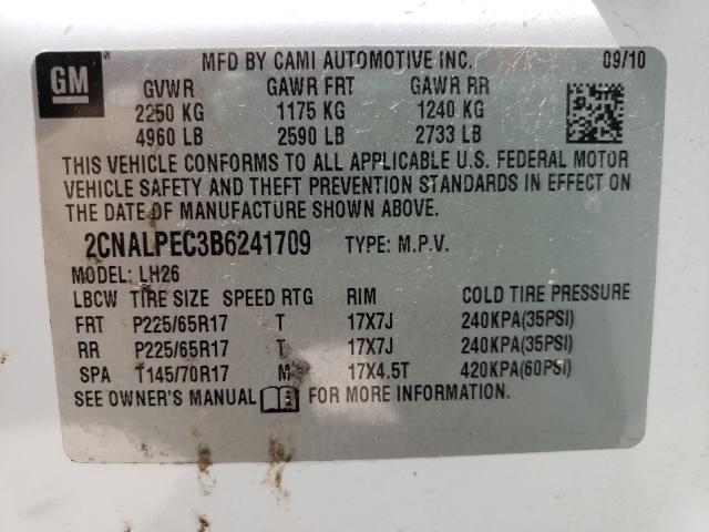 Photo 9 VIN: 2CNALPEC3B6241709 - CHEVROLET EQUINOX LT 