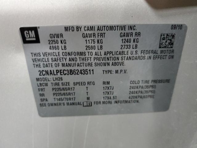 Photo 9 VIN: 2CNALPEC3B6243511 - CHEVROLET EQUINOX LT 