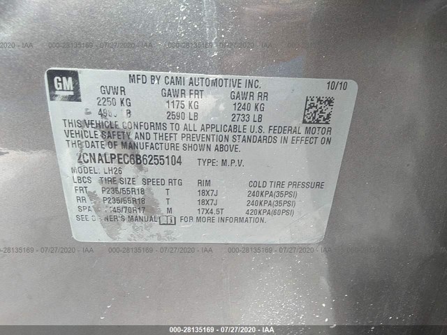 Photo 8 VIN: 2CNALPEC6B6255104 - CHEVROLET EQUINOX 