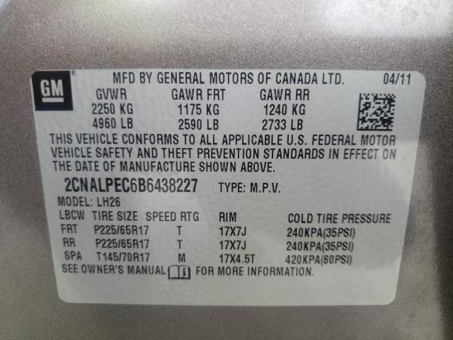 Photo 9 VIN: 2CNALPEC6B6438227 - CHEVROLET EQUINOX LT 