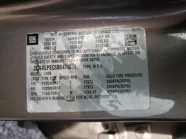 Photo 11 VIN: 2CNALPEC6B6474211 - CHEVROLET EQUINOX LT 